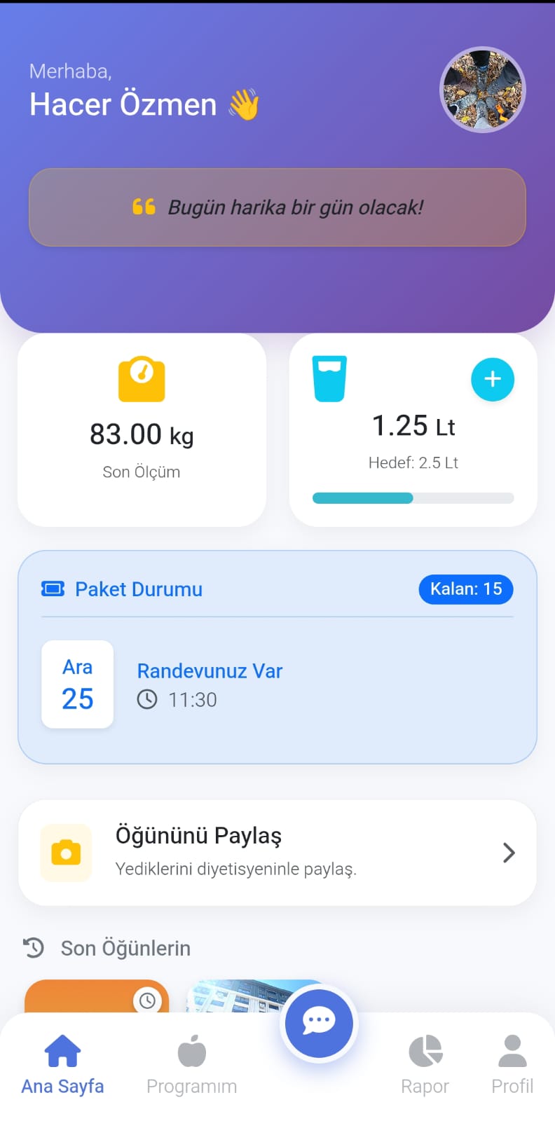 MyDiyet Danışan Mobil Uygulaması